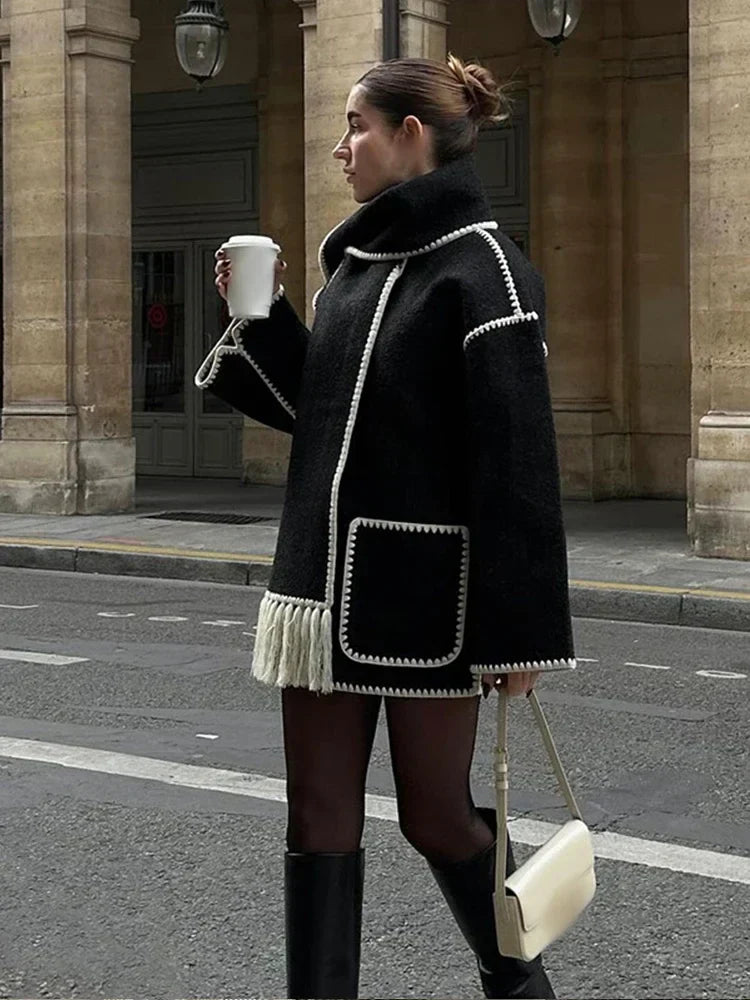 Fashion Singlebreasted Casual Round Long Warm Autumn High Coat