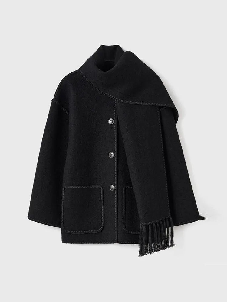Fashion Singlebreasted Casual Round Long Warm Autumn High Coat