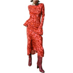 DressBetty - 2024 Women Y2K Vintage Round Collar Slim Floral Dress