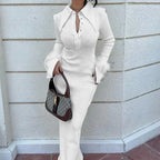 French Y2K Feather Polo Collar Party Dress