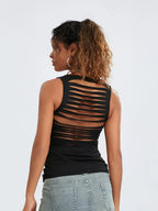 Goth Tank Fairy Grunge Skull Print HollowOut Sleeveless Summer Running Crop Top
