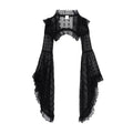 Gothic See Through Flower Lace Ruffled Trim Aesthetic Flared Sleeve Cardigan