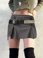 DressBetty - Star Patched Denim Cargo Mini Skirt