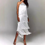 Sleeveless Halter Split Party Dress