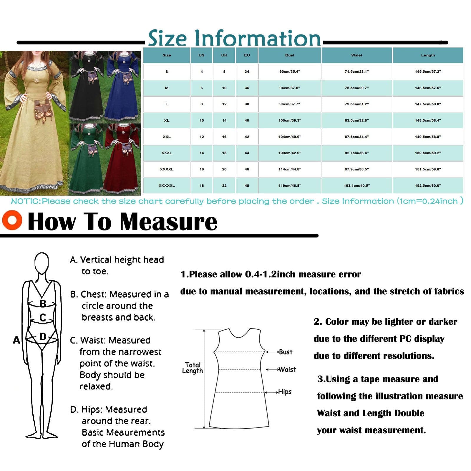 DressBetty - Women Medie Dress Renaiss Fit Irregular Long Sleeve Cosplay Maxi Dress