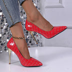 CrocodileEffect Sexy Pattern Fashion Pointy Party Casual High Heel
