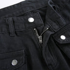 Gothic Retro Washed Print LowRise Cool Loop Hip Hop WideLeg Street Pants