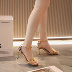 Fashion Mature Buckle Strap Thin Heels Stage Performance High Heel