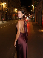 Sexy Chic Satin Backless Halter Lace Up Dress