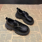Bow Knot Leather NonSlip Elevated Sole Comfortable Autumn Winter Fashion Loafers