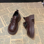 Bow Knot Leather NonSlip Elevated Sole Comfortable Autumn Winter Fashion Loafers