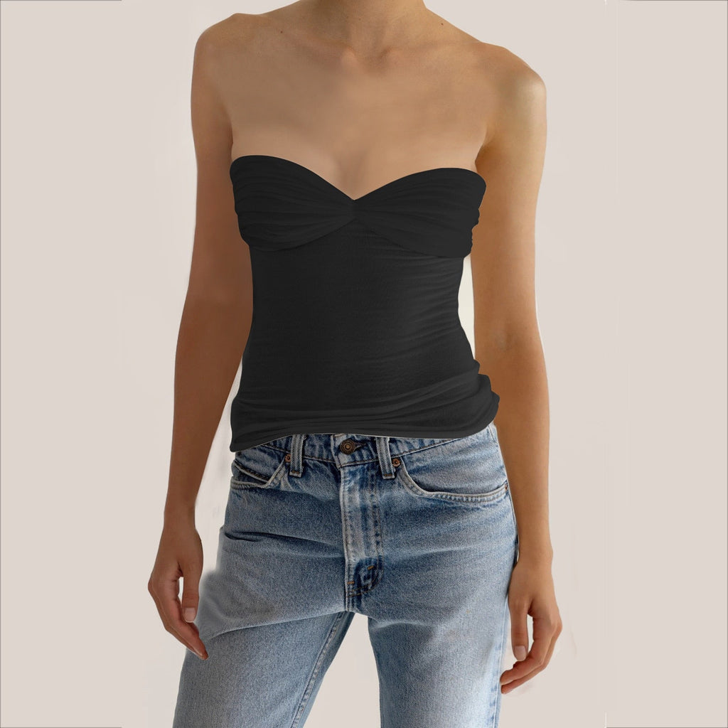 DressBetty - Sleeveless Chest Wrap Top Streetwear Party Casual Bodycon Solid Backless Top