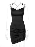 Strap Mini Lace Up Cross Backless Bodycon Sexy Elegant Club Midi Dresses