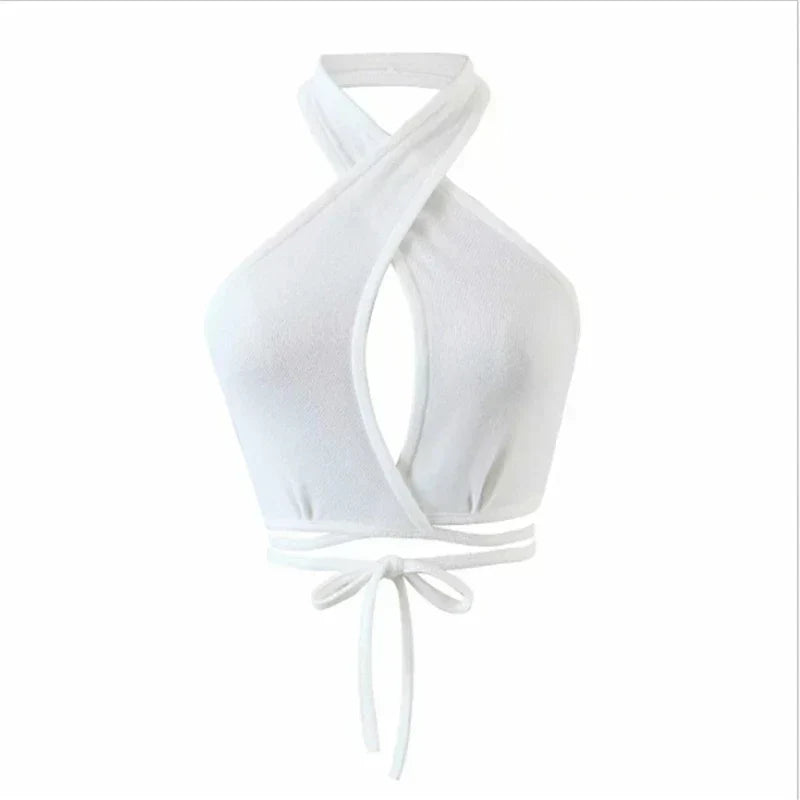 Cross Halter Neck Hollow Out Camisole