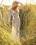 Floral VNeck Elegant Lace Long Deep Casual Bodycon Dress
