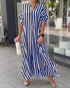 Ramona Statement Striped Boho Dress Chic Silhouette Collection