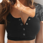DressBetty - Plain Basic Casual Crop Top