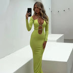 Bodycon Autumn/Winter New Fashion Laceup Slim Elegant Midi Dresses