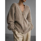 Cardigans Fashion Vneck Oversized Solid Knitted Sweater