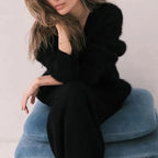 Cardigans Fashion Vneck Oversized Solid Knitted Sweater