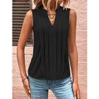 Elegant Ruffled Sleeveless VNeck Tank Top