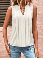 Elegant Ruffled Sleeveless VNeck Tank Top