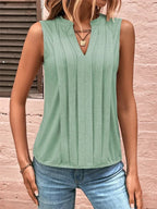 Elegant Ruffled Sleeveless VNeck Tank Top