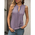 Elegant Ruffled Sleeveless VNeck Tank Top
