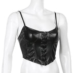DressBetty - 2024 Sexy Low-Cut PU Leather Corset Camisole