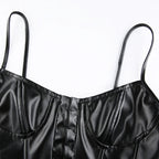 DressBetty - 2024 Sexy Low-Cut PU Leather Corset Camisole