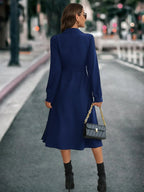 Cross Vneck Dark Green Korean Slim Midi Dresses