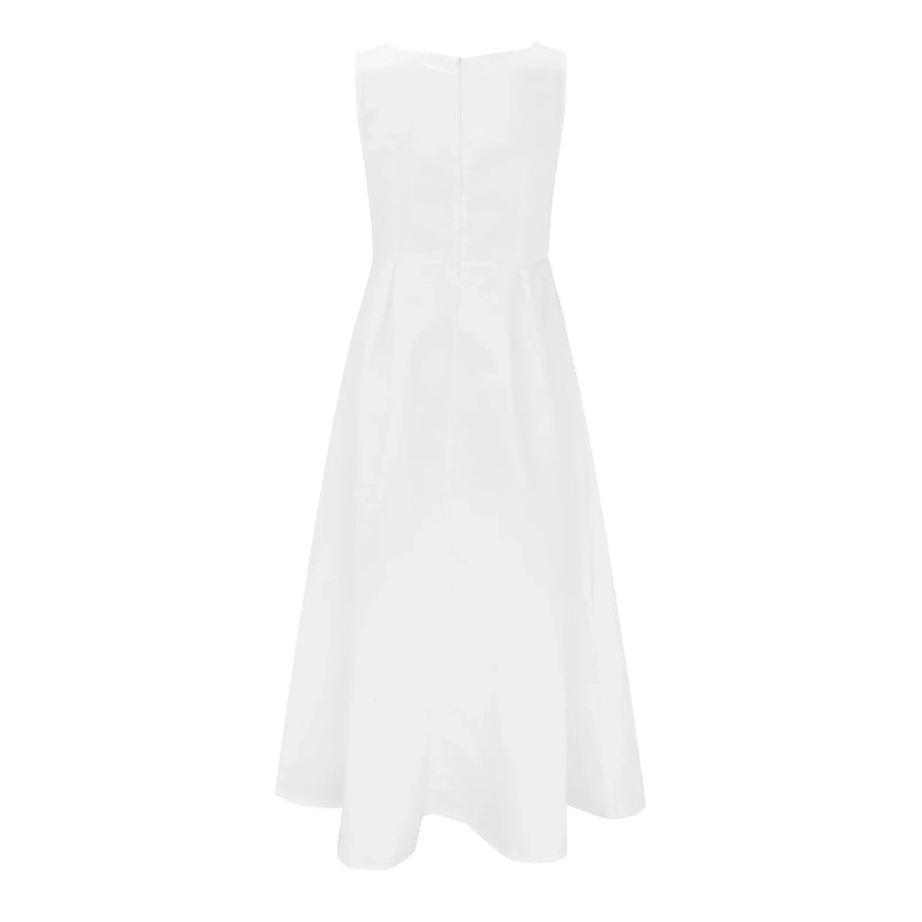 Elegant White Long Maxi Fashion Casual V Neck Sleeveless Slim Solid Color Party Wedding Dress