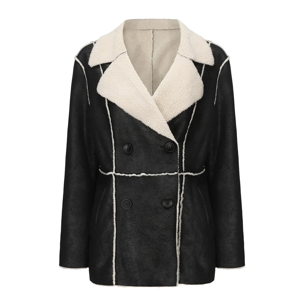 Faux Fur Lined Collar MidLong Winter Fleece Padding Jacket