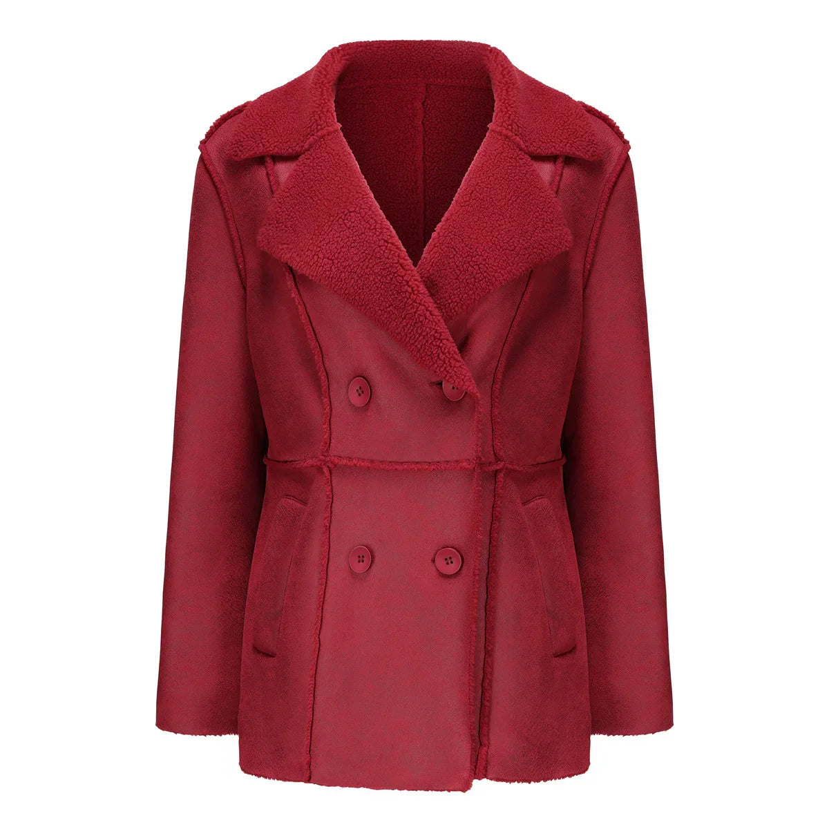 Faux Fur Lined Collar MidLong Winter Fleece Padding Jacket