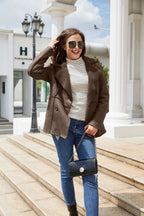 Faux Fur Lined Collar MidLong Winter Fleece Padding Jacket
