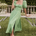 Floral Spring French Backless Slimfit Halter Trending Midi Dresses