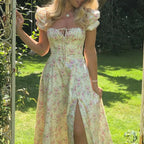 Floral Spring French Backless Slimfit Halter Trending Midi Dresses