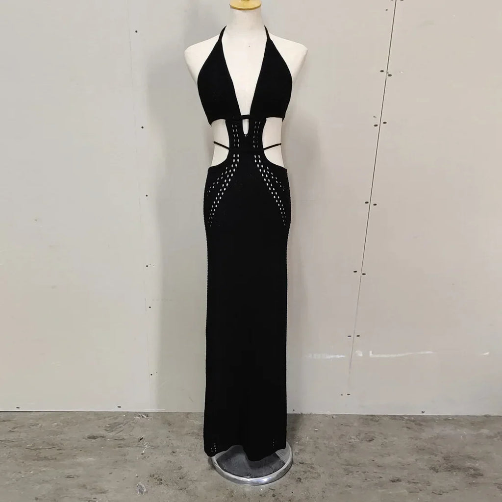Hip Wrap Pure Hollow Slim Streetwear Midi Dresses