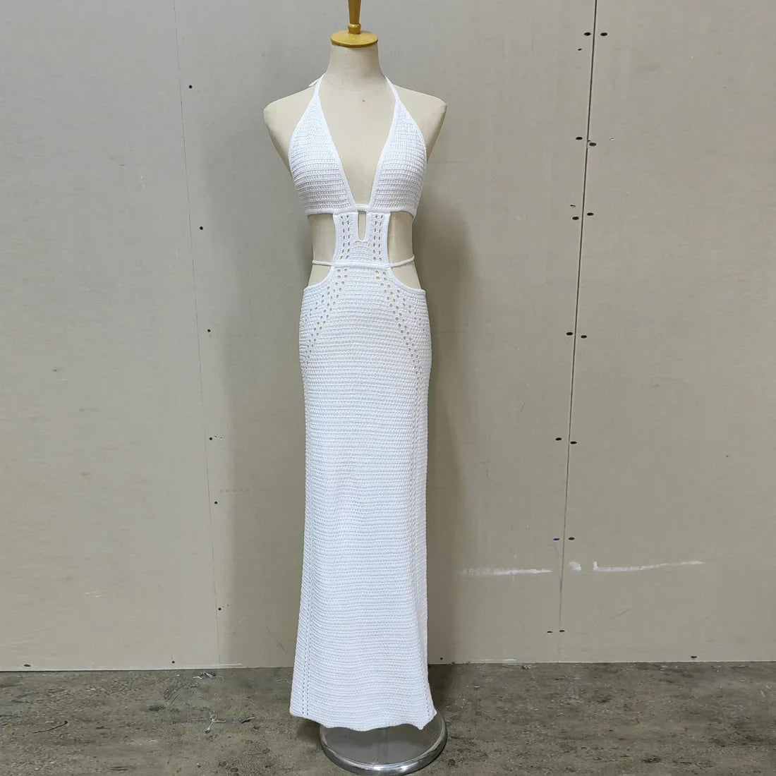 Hip Wrap Pure Hollow Slim Streetwear Midi Dresses