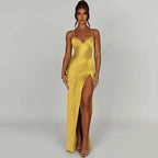 Split Halter Mid Length Midi Dress