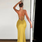 Autumn/Winter Puss Vneck Halter Evening Bodycon Streetwear Midi Dresses
