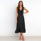 Ruffled Rope Sleeveless Midi Dress