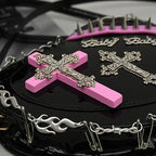 HeartShaped Leather Gothic Punk Crossbody Metal Decoration Shoulder Bag