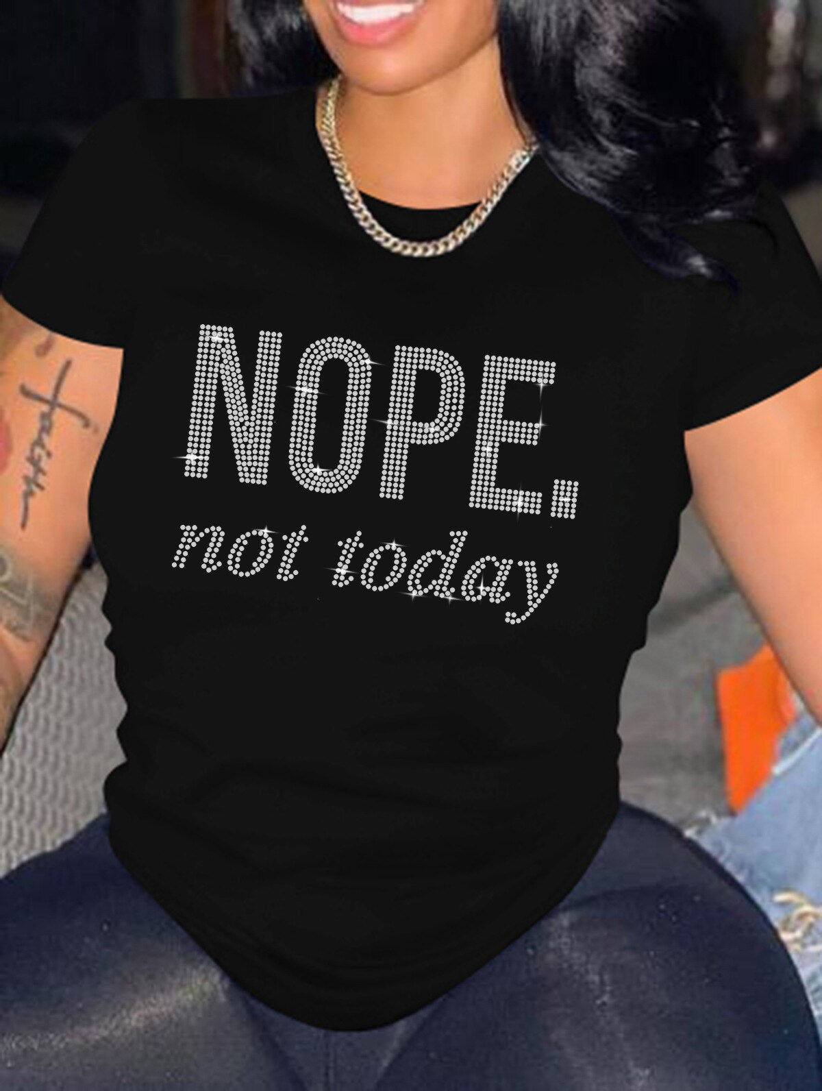 Casual Bricked Letter Print TShirts