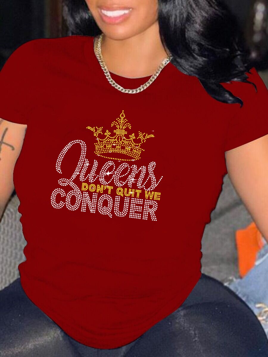 Casual Bricked Letter Print TShirts