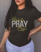 Casual Bricked Letter Print TShirts