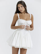 Cute Elegant Italian Noodle Strap Lace Up Red Party Dress