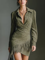 Hazel | Viscose Mini Dress With V Neckline
