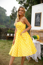 Womens 1950s Retro Rockabilly Princess Cosplay Dress with pockets polka dot apron 50's 60's Party Costume Gown(S 2XL)