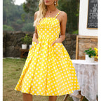 Womens 1950s Retro Rockabilly Princess Cosplay Dress with pockets polka dot apron 50's 60's Party Costume Gown(S 2XL)